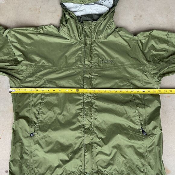 Marmot Mens PreCip Eco Rain Jacket sz XL Army Green Hooded Ripstop Nylon Hiking - Picture 5 of 16